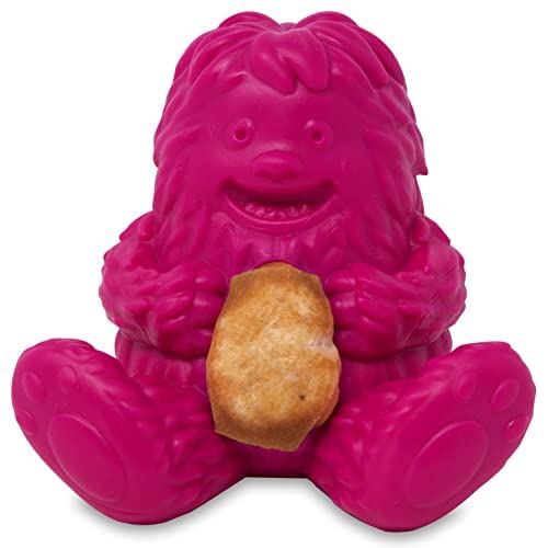 Yeti Dog Chew Puff and Play Interactive Dog Toys, Nuggets Dog Treat Dispenser Puzzle, Fun Stimulating Chew Toy for Teething, Behavior Training for Light to Moderate Chewers, Yeti, Pink