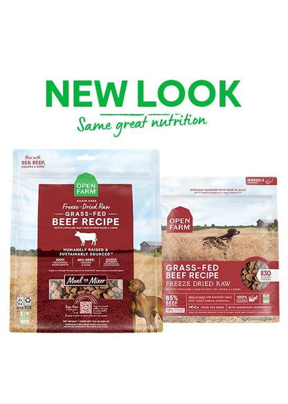 Open Farm Freeze Dried Raw Dog Food, Humanely Raised Meat Recipe with Non-GMO Superfoods and No Artificial Flavors or Preservatives (3.5 Ounce (Pack of 1), Grass Fed Beef Recipe)