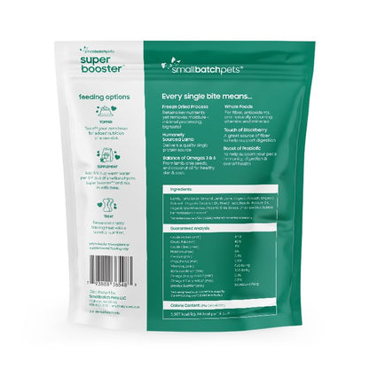 smallbatch Pets Freeze-Dried Super Booster Lamb Bites for Dogs & Cats, 7 oz, Made in The USA, Humanely Raised Single Protein Source, Topper & Treat, with Organic Vegetables and Probiotics
