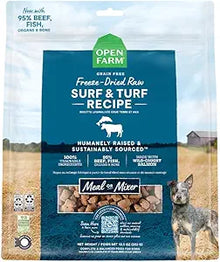 Open Farm Freeze Dried Raw Dog Food, Humanely Raised Meat Recipe with Non-GMO Superfoods and No Artificial Flavors or Preservatives, Surf & Turf Recipe Freeze Dried - 22oz