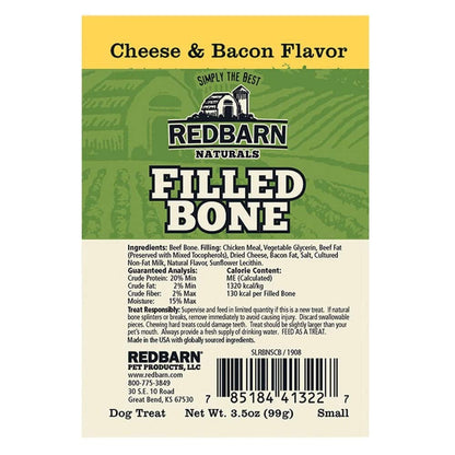Redbarn Cheese & Bacon Flavor Naturals Filled Bone Dog Chews, Small, Made in The USA