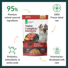 ULTIMATE PET NUTRITION Nutra Complete Freeze Dried Raw Dog Food, Veterinarian Formulated with Antioxidants, Prebiotics & Amino Acids (5 Ounce, Beef)