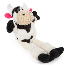 goDog Checkers Skinny Cow Squeaky Plush Dog Toy, Chew Guard Technology - White, Small
