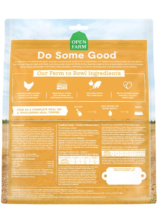 Open Farm Freeze Dried Raw Dog Food, Humanely Raised Meat Recipe with Non-GMO Superfoods and No Artificial Flavors or Preservatives (22 Ounce (Pack of 1), Harvest Chicken Recipe)