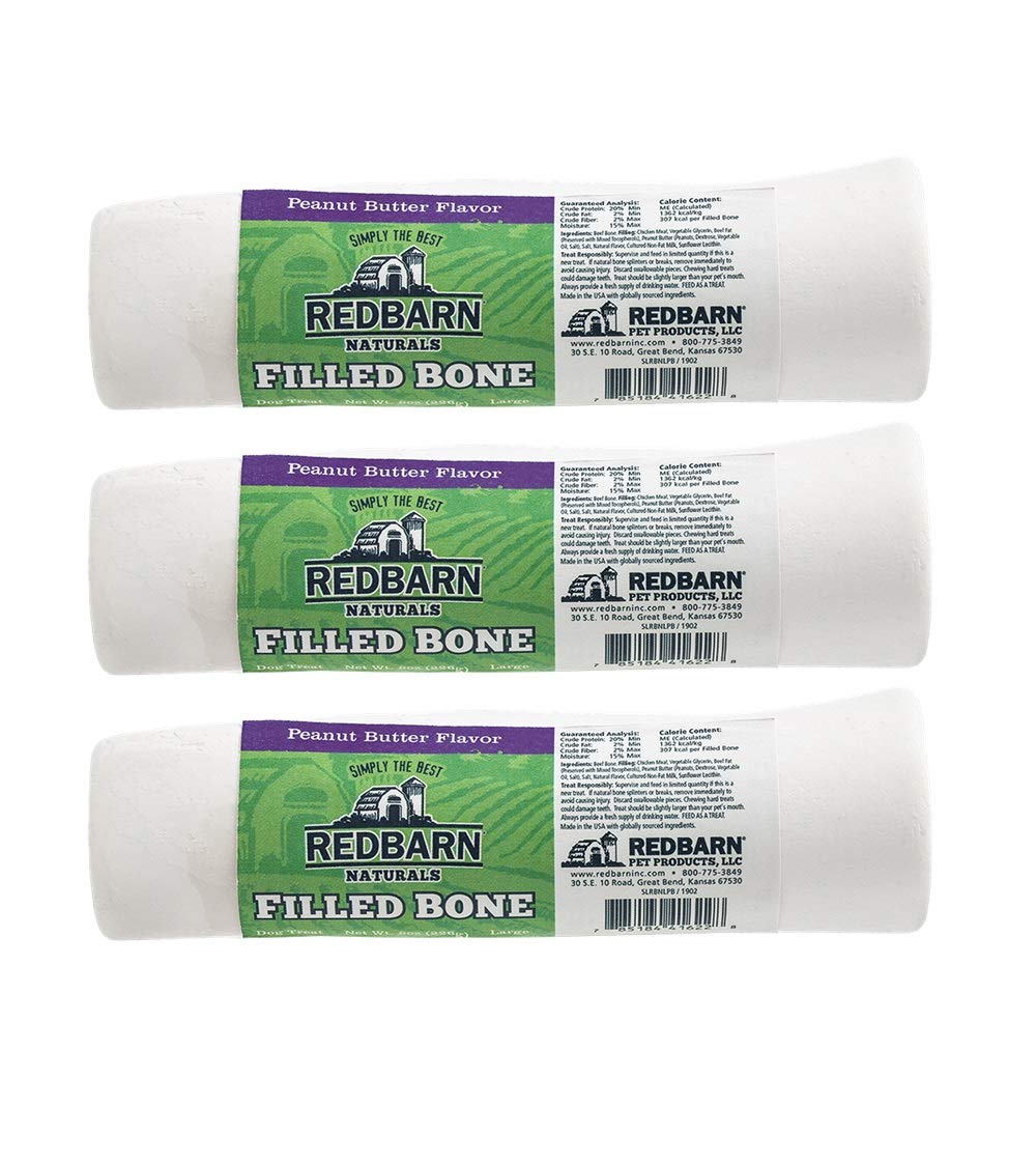 Redbarn Peanut Butter Flavor Filled Naturals Bone Dog Chews, Large