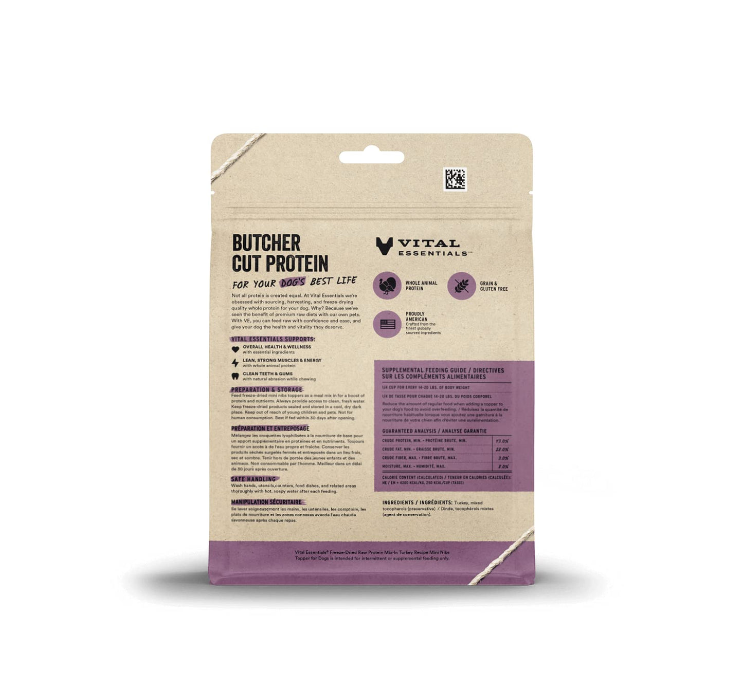 Vital Essentials Freeze Dried Raw Protein Mix-in Dog Food Topper, Turkey Mini Nibs Topper for Dogs, 6 oz