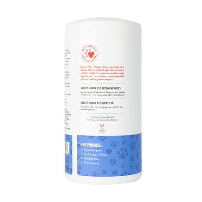 SKOUT'S HONOR Pet Grooming Wipes for Dogs and Cats - Deodorizing, Plant-Based, Biodegradable, Fragrance-Free - for Paws, Faces, Skin Folds & Bums, 80 Count