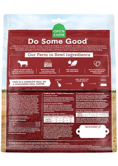 Open Farm Freeze Dried Raw Dog Food, Humanely Raised Meat Recipe with Non-GMO Superfoods and No Artificial Flavors or Preservatives (3.5 Ounce (Pack of 1), Grass Fed Beef Recipe)