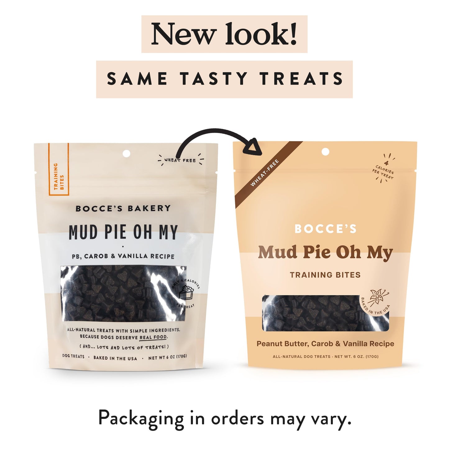 Bocce's Bakery Mud Pie Oh My Training Treats for Dogs, Wheat-Free Dog Treats, Made with Real Ingredients, Baked in The USA, All-Natural & Low Calorie Training Bites, PB, Carob, & Vanilla Recipe, 6 oz