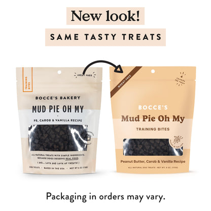 Bocce's Bakery Mud Pie Oh My Training Treats for Dogs, Wheat-Free Dog Treats, Made with Real Ingredients, Baked in The USA, All-Natural & Low Calorie Training Bites, PB, Carob, & Vanilla Recipe, 6 oz