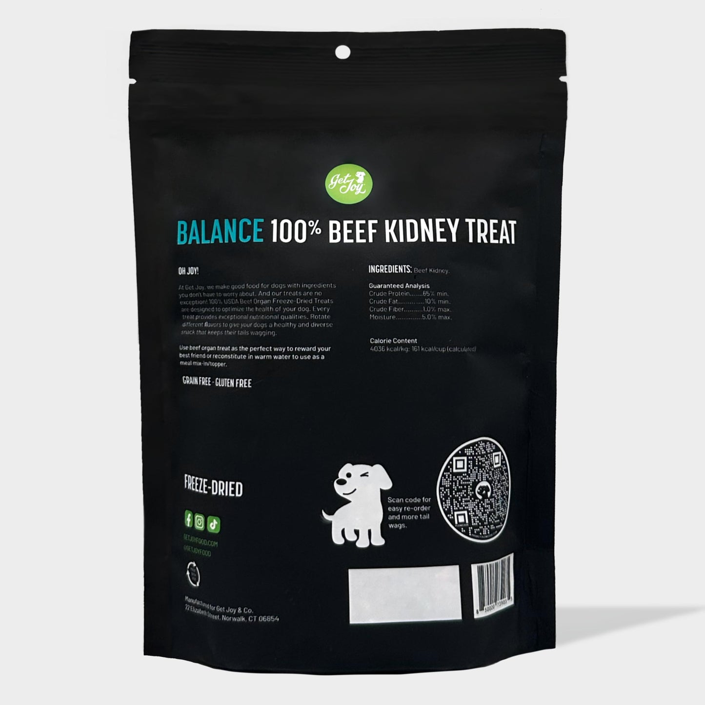 Get Joy Freeze Dried Superfood 100% Beef Kidney Dog Treats, 4 Ounce Bag, Single Ingredient Organ Meat, High Protein, Immune Health, Muscle Repair, Grain Free, Gluten Free, Made in USA