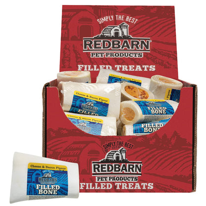 Redbarn Filled Dog Bones, Natural Long-Lasting Dental Treats; Suitable for Aggressive Chewers, Small (3") - 10 Bones (Cheese N' Bacon)