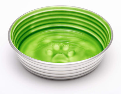 Loving Pets - Le Bol Dog Food Water Bowl Enamel Ceramic Bowl No Tip Stainless Steel Pet Bowl No Skid Spill Proof (Medium, Chartreuse)