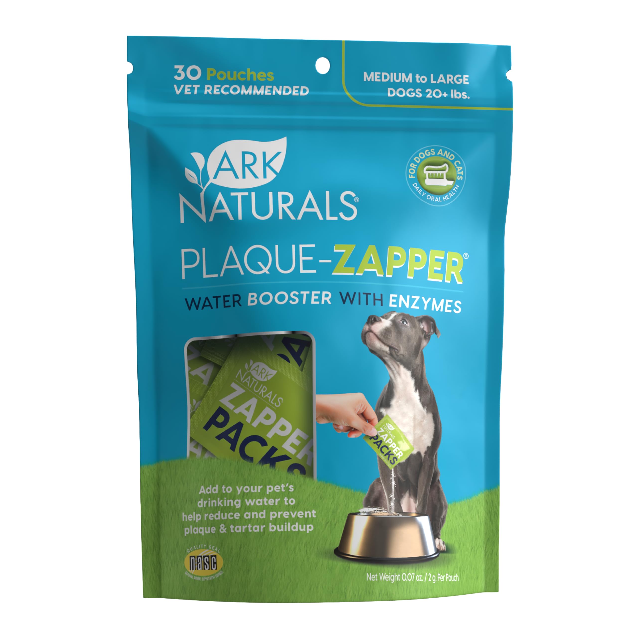 Ark Naturals Plaque Zapper, Tasteless Water Fizzy for Cats and Dogs, Reduces Bad Breath, Plaque and Tartar, Medium & Large Bowls