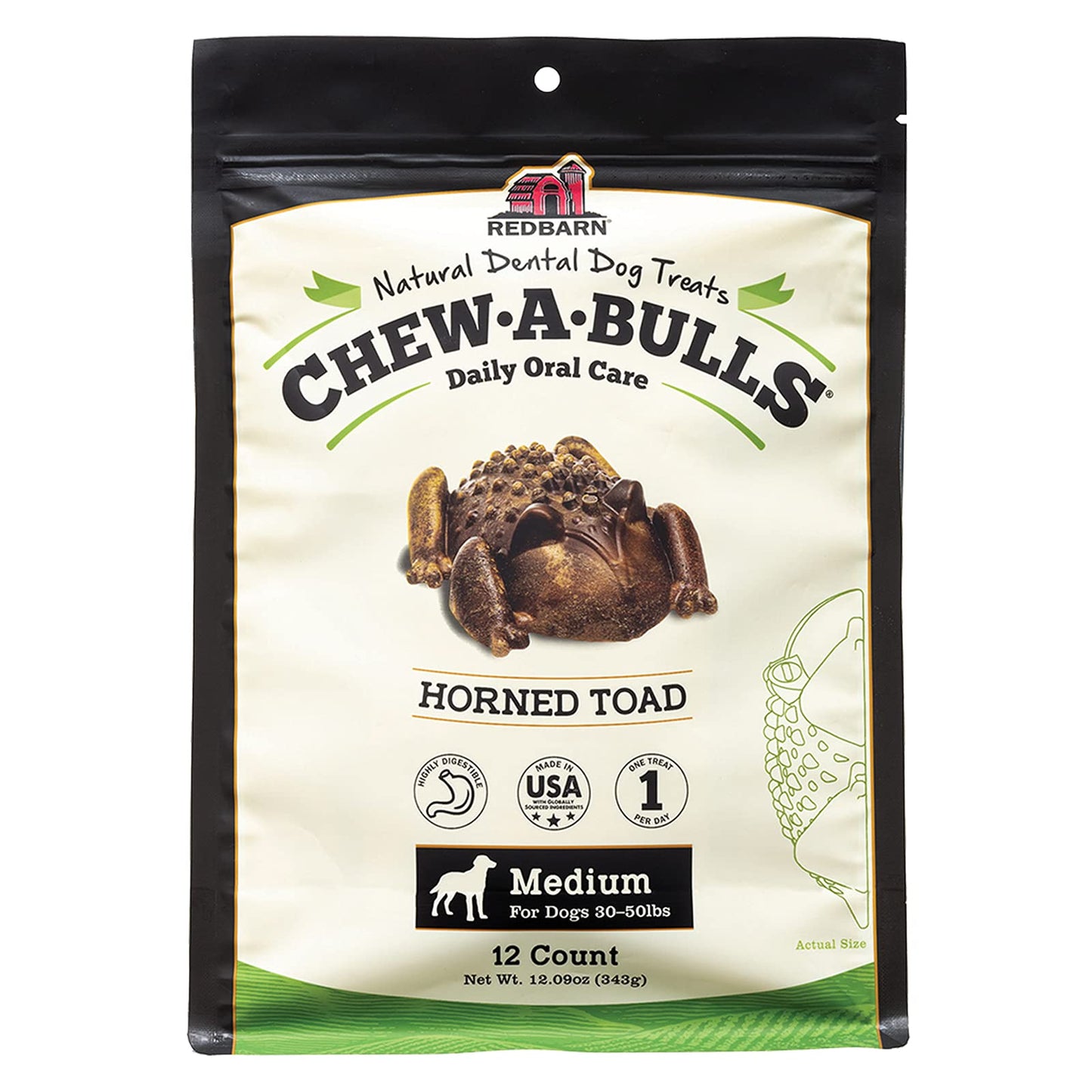 Redbarn Chew-A-Bulls (Size: Medium, Shape: Toad, 12-Count (Pack of 1))