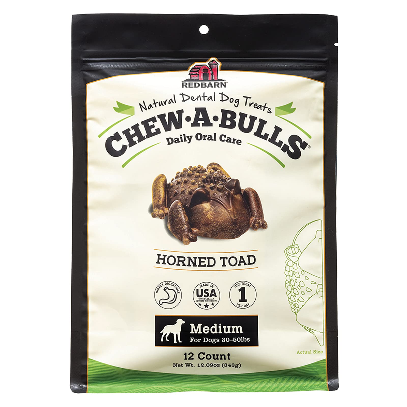 Redbarn Chew-A-Bulls (Size: Medium, Shape: Toad, 12-Count (Pack of 1))