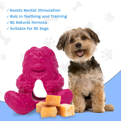 Yeti Dog Chew Puff and Play Interactive Dog Toys, Nuggets Dog Treat Dispenser Puzzle, Fun Stimulating Chew Toy for Teething, Behavior Training for Light to Moderate Chewers, Yeti, Pink