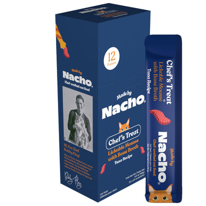 Made by Nacho Lickable Cat Treats Mousse Tubes 12 Count with Bone Broth Tuna Recipe (.5 oz) No Grains, Corn, Wheat or Soy