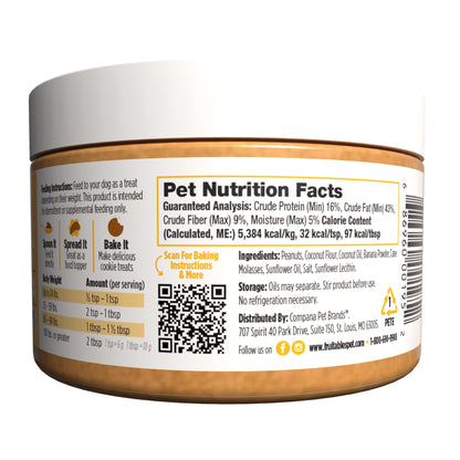 Fruitables Spreads – Spreadable Dog Treat – Bakeable Dog Treat – Real Peanut Butter and Baa – Human-Grade 100% Natural Ingredients – Great for All Dogs – 7 Ounces
