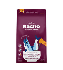 Made by Nacho Bone Broth Infused Dry Cat Kibble - Sustainably Caught Salmon and Pumpkin - Premium Grain-Friendly Cat Food 4lb Bag, Limited Ingredients