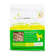 smallbatch Pets Freeze-Dried Super Booster Duck Bites for Dogs & Cats, 7 oz, Made in The USA, Organic Produce, Humanely Sourced Meat, Single Source Protein, Mixer & Topper, Mushrooms and Probiotics