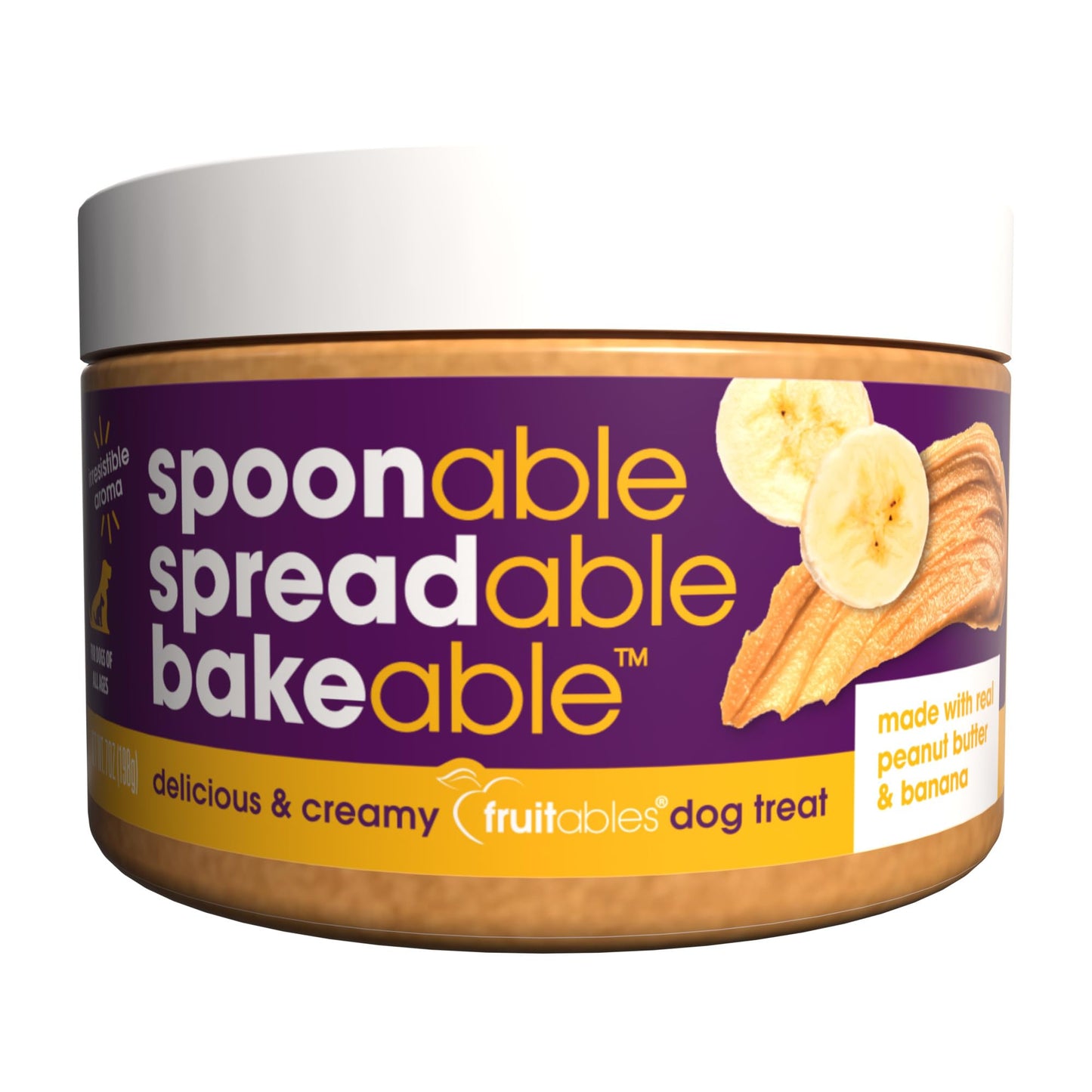 Fruitables Spreads – Spreadable Dog Treat – Bakeable Dog Treat – Real Peanut Butter and Baa – Human-Grade 100% Natural Ingredients – Great for All Dogs – 7 Ounces