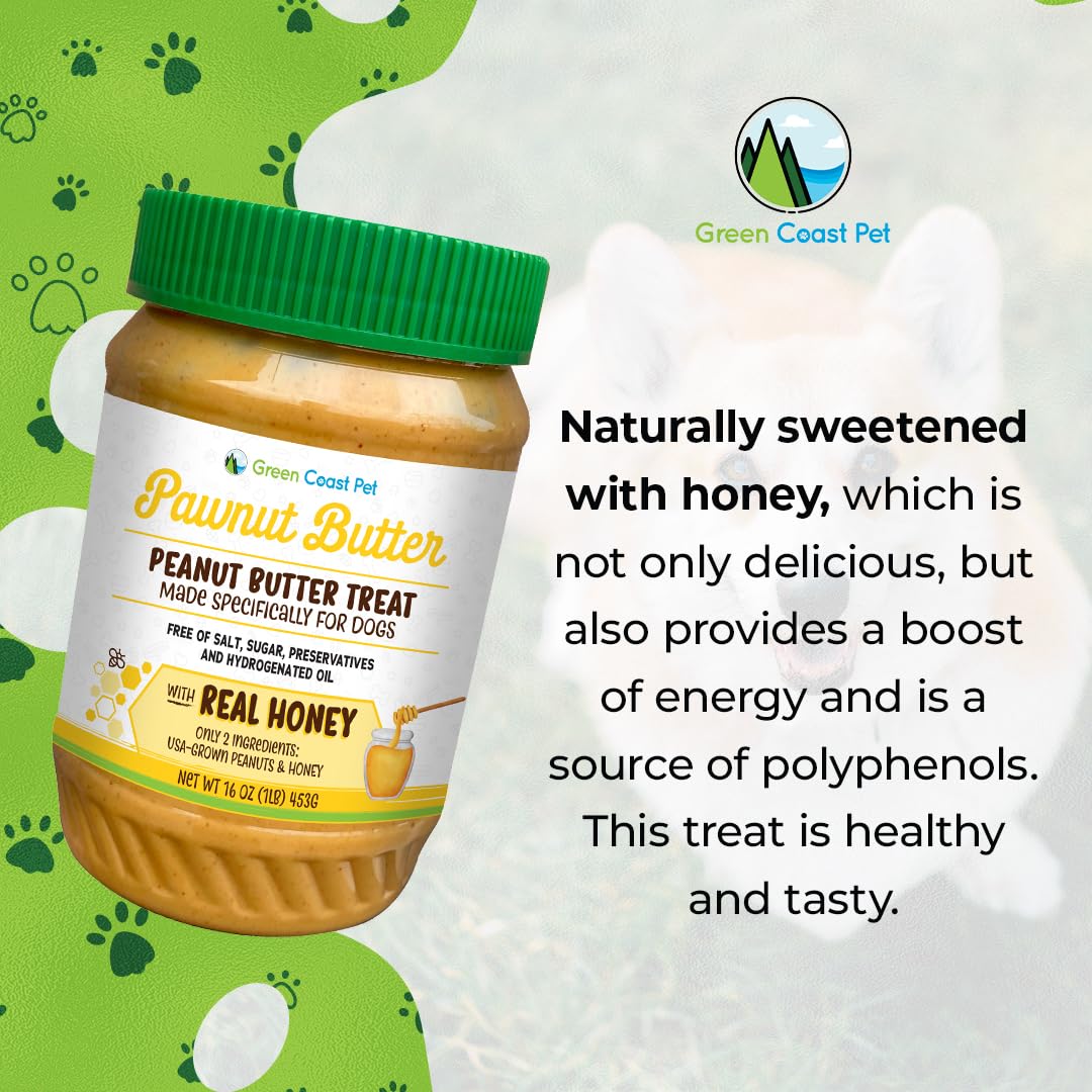 Pawnut Butter with Honey | Xylitol-Free | Made in USA | 16 oz Jar