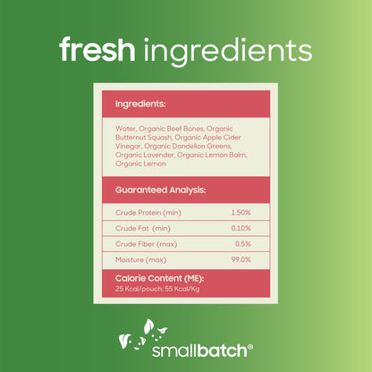 Smallbatch Pets Shelf Stable Bone Broth, Organic Beef Recipe with Prebiotics & Adaptogen-Inspired Ingredients, Topper for Dogs - 16 Ounce