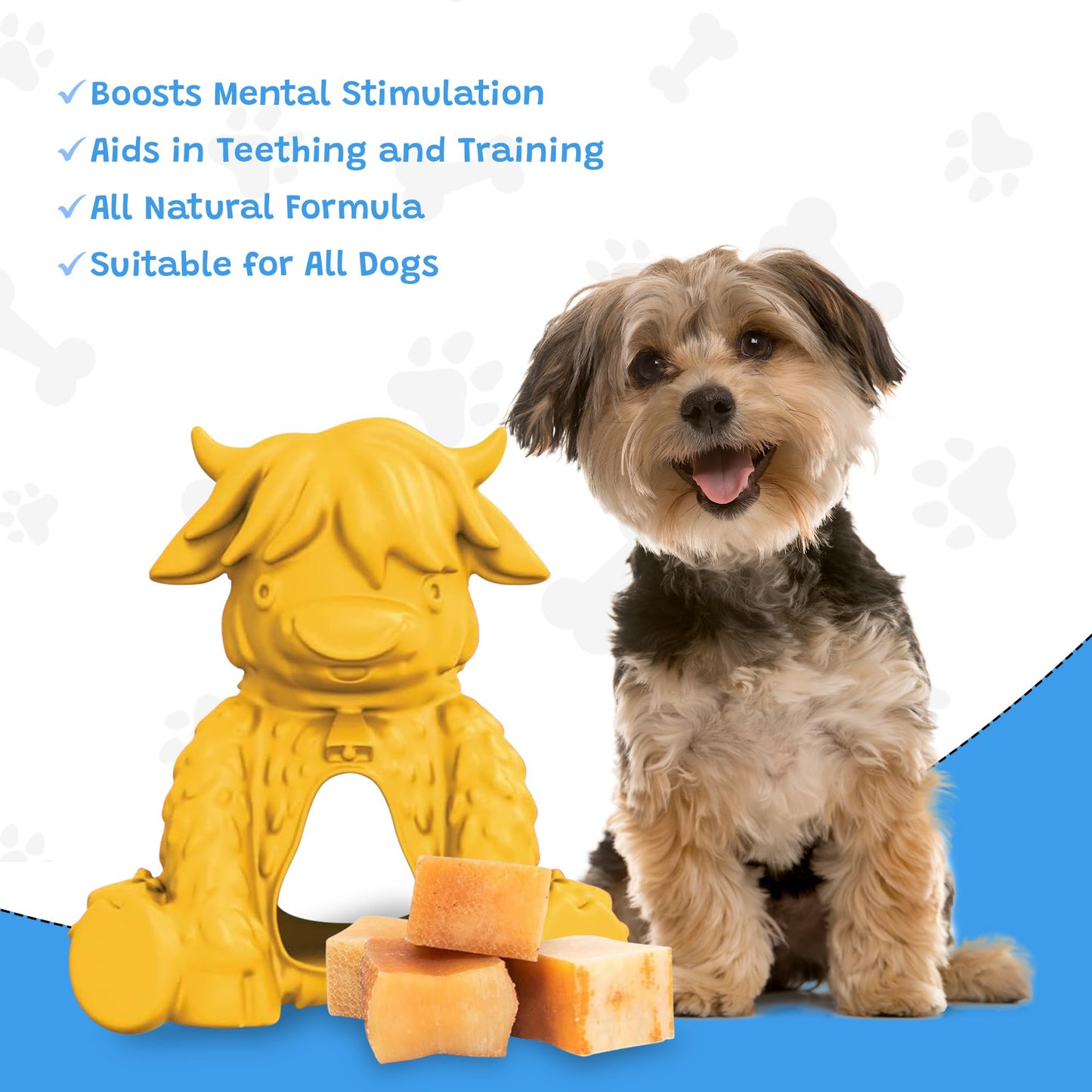 Yeti Dog Chew Puff and Play Interactive Dog Toys, Nuggets Dog Treat Dispenser Puzzle, Fun Stimulating Chew Toy for Teething, Behavior Training for Light to Moderate Chewers, Yak Yellow