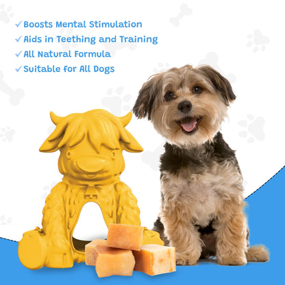 Yeti Dog Chew Puff and Play Interactive Dog Toys, Nuggets Dog Treat Dispenser Puzzle, Fun Stimulating Chew Toy for Teething, Behavior Training for Light to Moderate Chewers, Yak Yellow