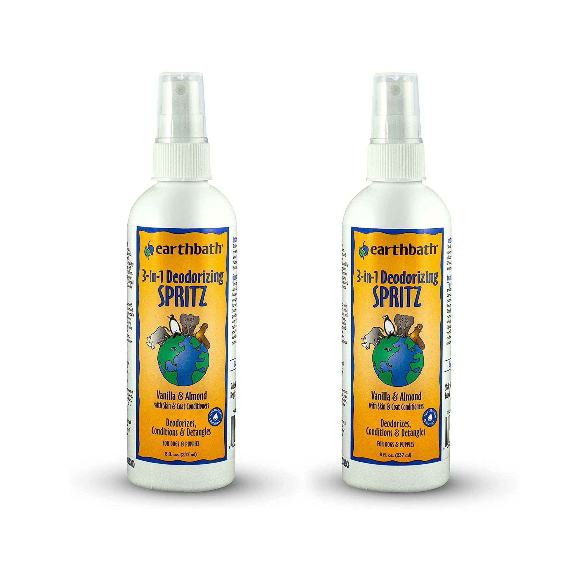 earthbath, Vanilla & Almond 3-in-1 Dog & Puppy Deodorizing Spritz - Dog Odor Eliminator for Strong Odor, Cruelty-Free Dog Cologne, Dog Wash Spray, Made in USA, Dog Bathing Supplies - 8 Oz