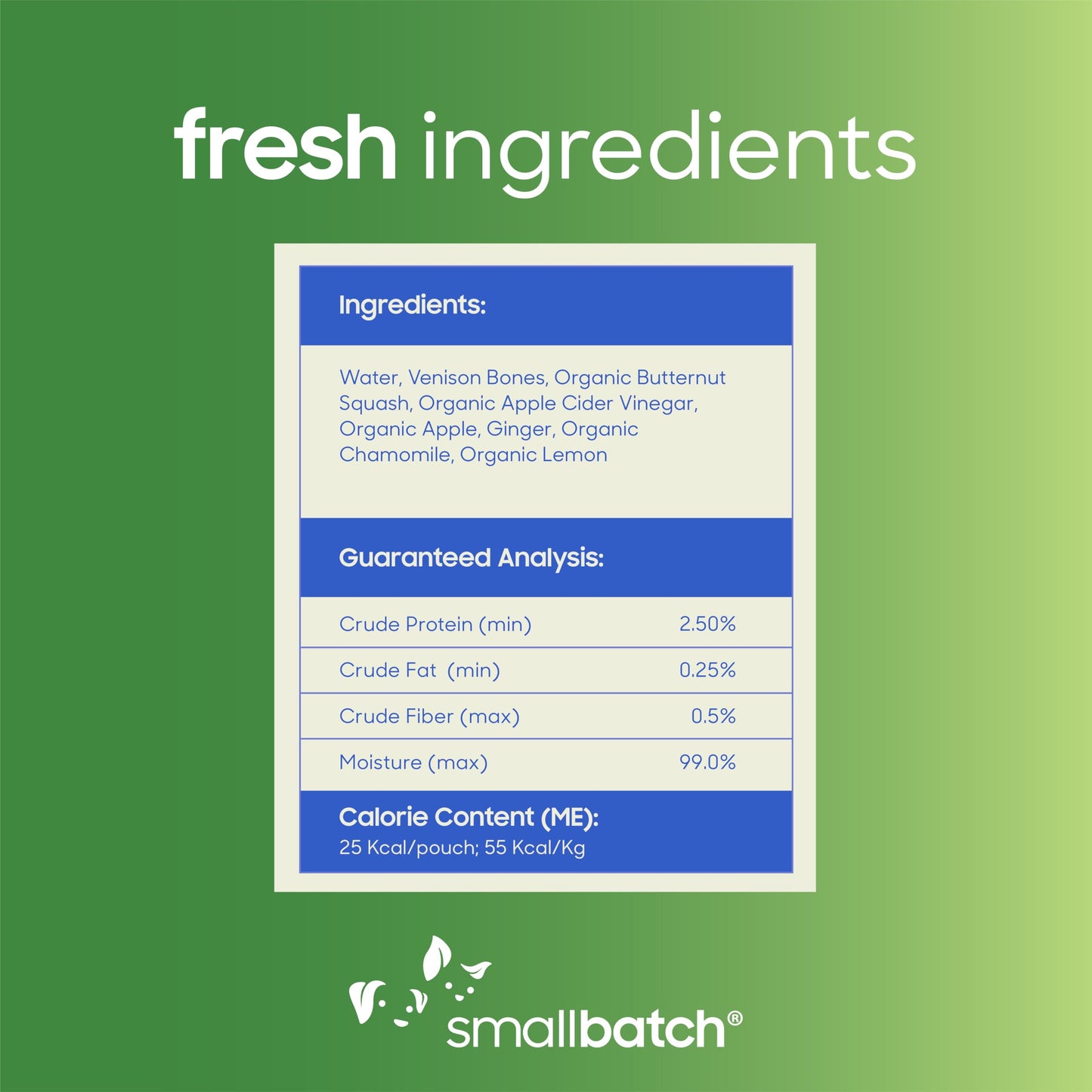 smallbatch Pets Shelf Stable Bone Broth, Venison Recipe with Prebiotics & Adaptogens-Inspired Ingredients, Topper for Dogs - 16 Ounce