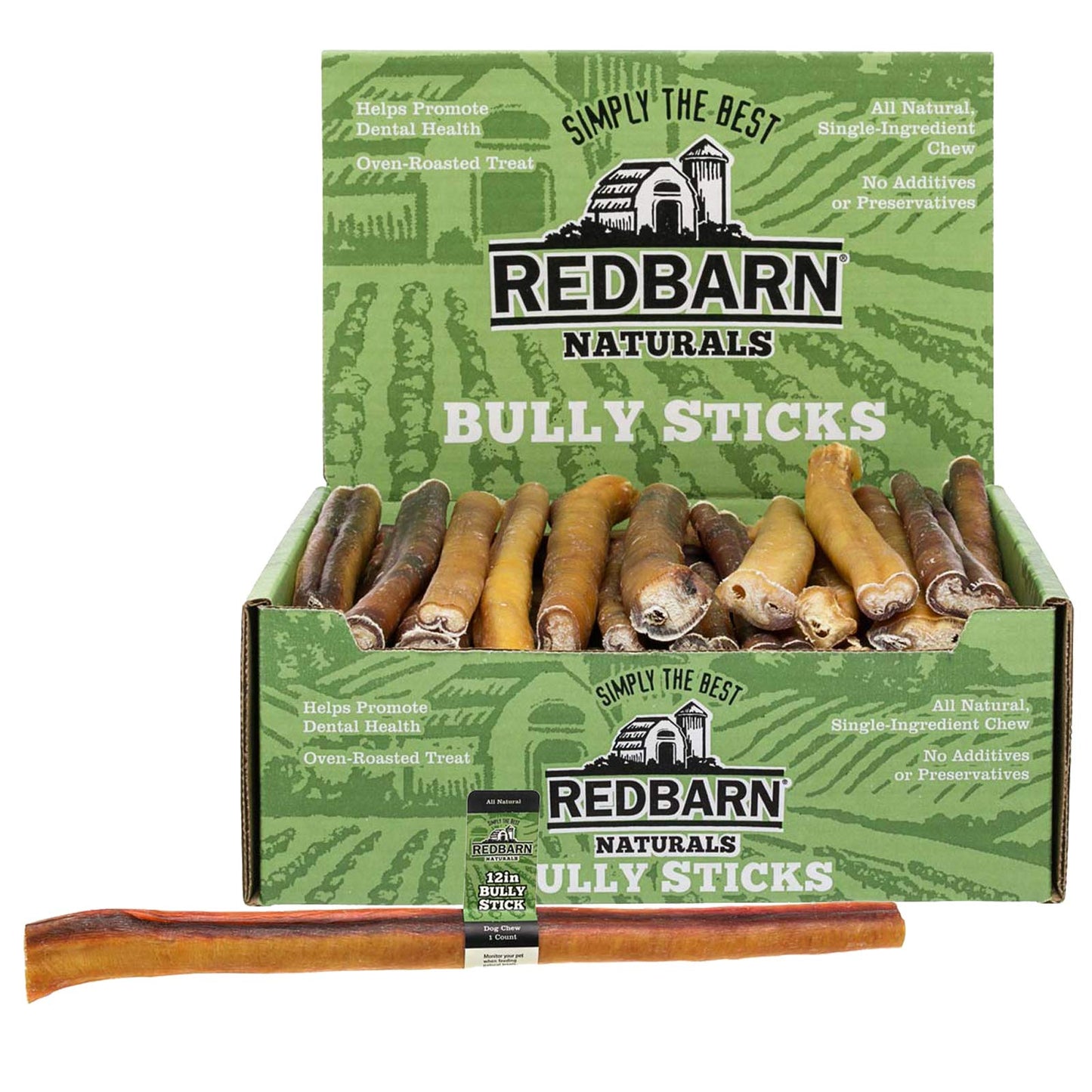 Redbarn 12" Bully Sticks for Dogs, Wrapped & Tagged Pet Chew Treat, Pack of 1