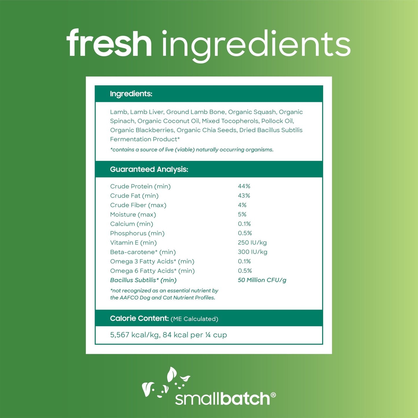 smallbatch Pets Freeze-Dried Super Booster Lamb Bites for Dogs & Cats, 7 oz, Made in The USA, Humanely Raised Single Protein Source, Topper & Treat, with Organic Vegetables and Probiotics