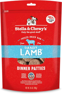 Stella & Chewy's Freeze Dried Raw Dinner Patties – Grain Free Dog Food, Protein Rich Dandy Lamb Recipe – 25 oz Bag