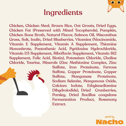 Made by Nacho Bone Broth Infused Dry Cat Kibble - Cage-Free Chicken & Pumpkin Recipe - Premium Grain-Friendly Cat Food 4lb Bag, Limited Ingredients