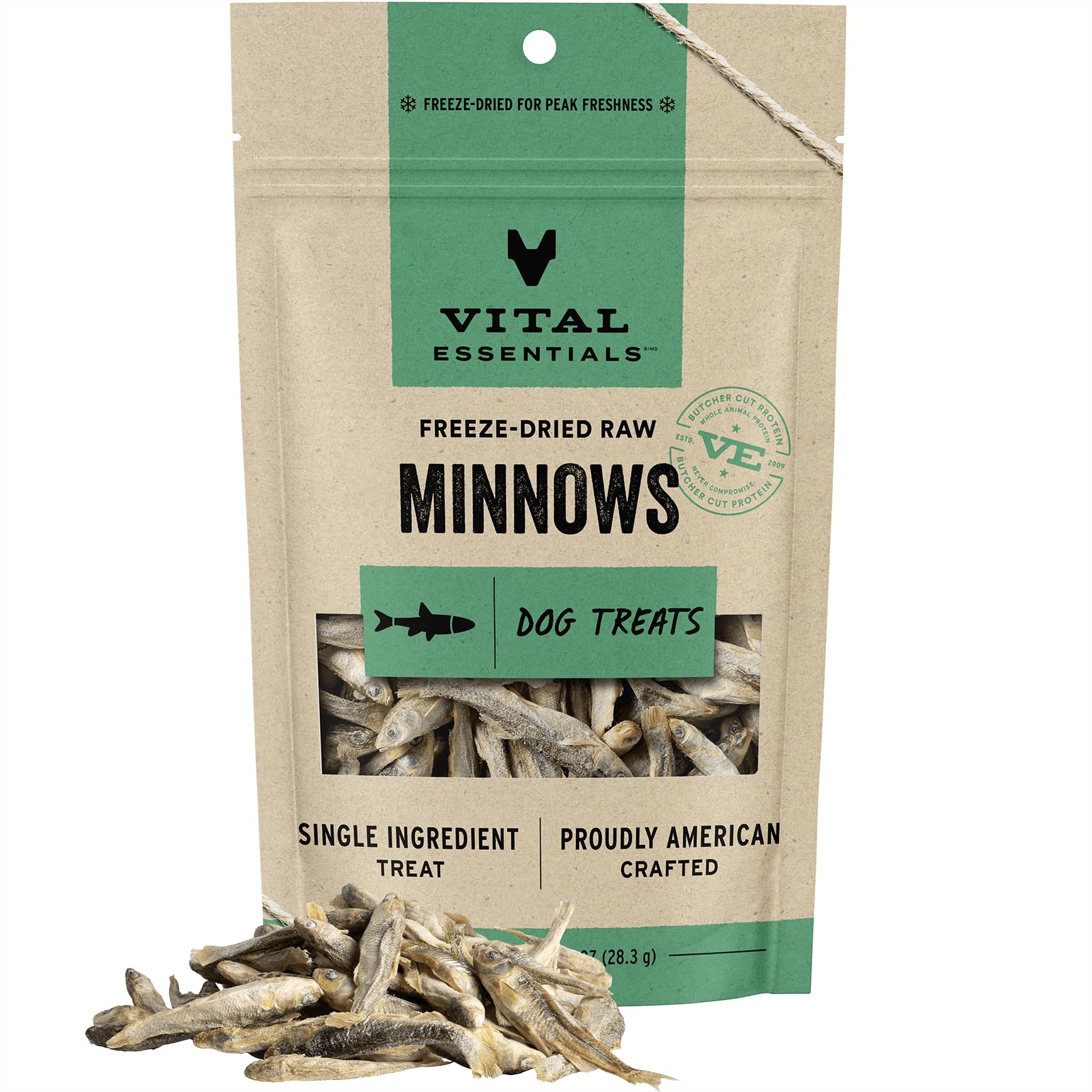 Vital Essentials Freeze Dried Raw Single Ingredient Dog Treats, Minnows, 1 oz | Premium Quality High Protein Training Treats | Grain Free, Gluten Free, Filler Free