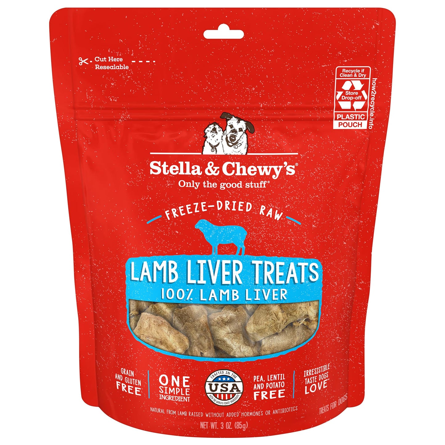Stella & Chewy's Freeze-Dried Raw Single Ingredient Beef Liver Treats, 3 oz. Bag