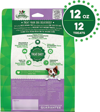 Greenies Bursting Blueberry Dog Dental Treat Regular Size 12 Count - Pack of 2