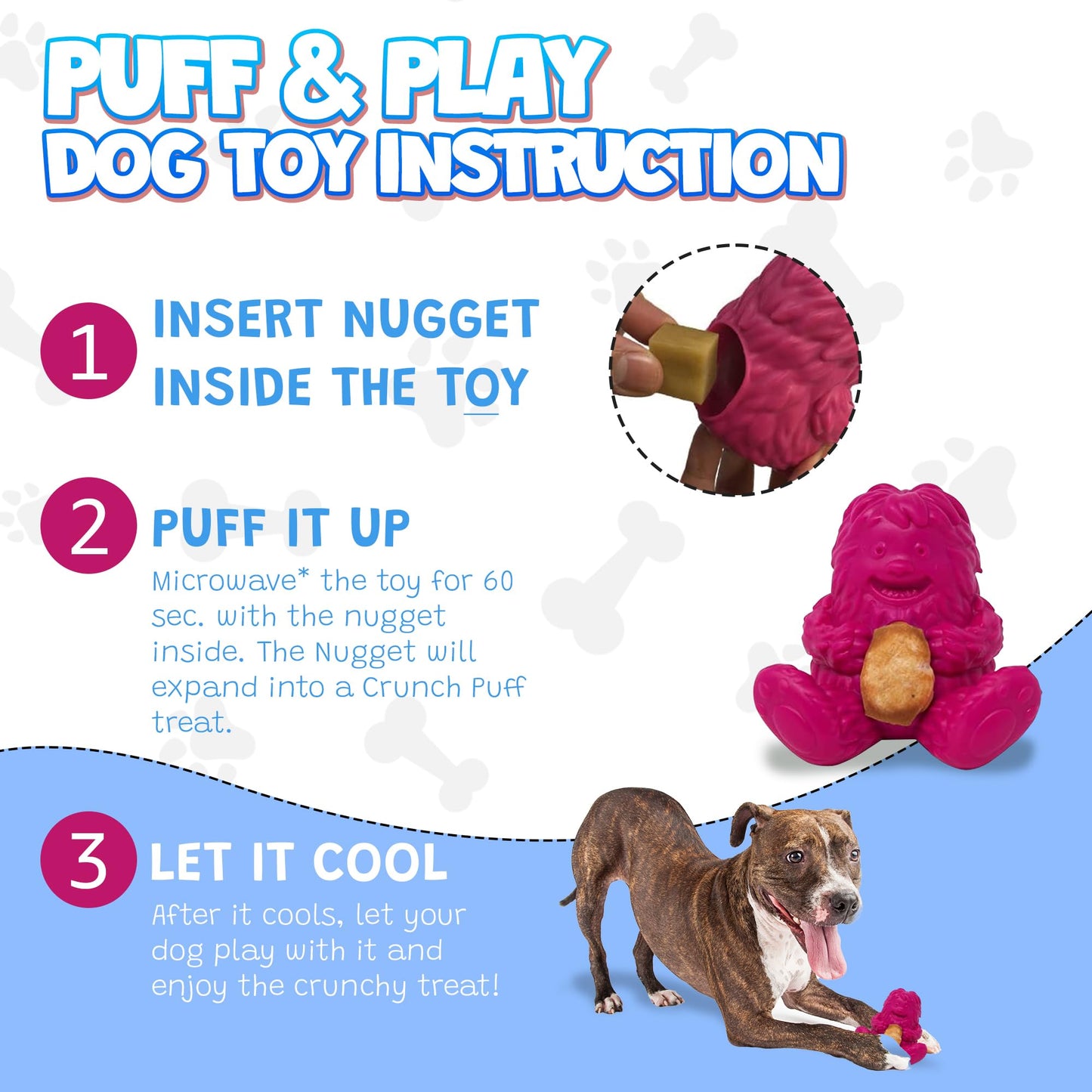 Yeti Dog Chew Puff and Play Interactive Dog Toys, Nuggets Dog Treat Dispenser Puzzle, Fun Stimulating Chew Toy for Teething, Behavior Training for Light to Moderate Chewers, Yeti, Pink