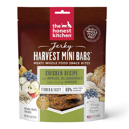 The Honest Kitchen Jerky Harvest Mini Bars: Chicken Recipe With Apples & Blueberries, 4 oz Bag
