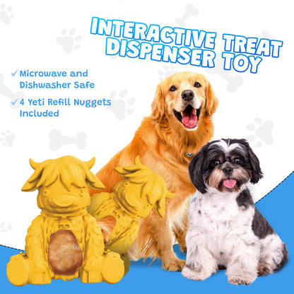 Yeti Dog Chew Puff and Play Interactive Dog Toys, Nuggets Dog Treat Dispenser Puzzle, Fun Stimulating Chew Toy for Teething, Behavior Training for Light to Moderate Chewers, Yak Yellow