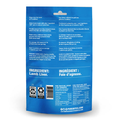 PureBites Lamb Freeze Dried Dog Treats, 1 Ingredient, Made in USA, 3.35oz