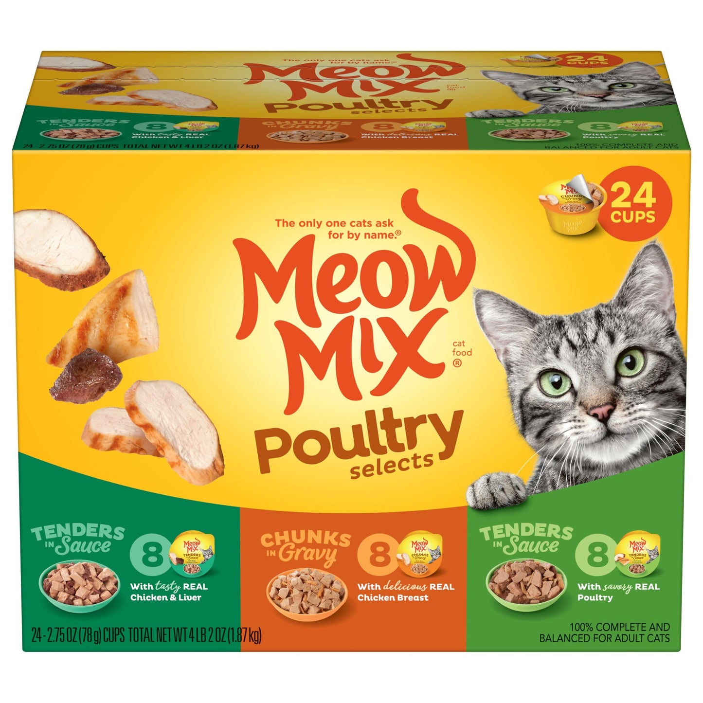 Meow Mix Poultry Selections Wet Cat Food, Variety Pack, 2.75 Ounce Cup