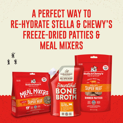 Stella & Chewy's Human-Grade Grass-Fed Beef Bone Broth for Dogs - Joint & Gut Health Liquid Food Topper with Collagen & Turmeric, 16 Fl Oz Resealable Pouch