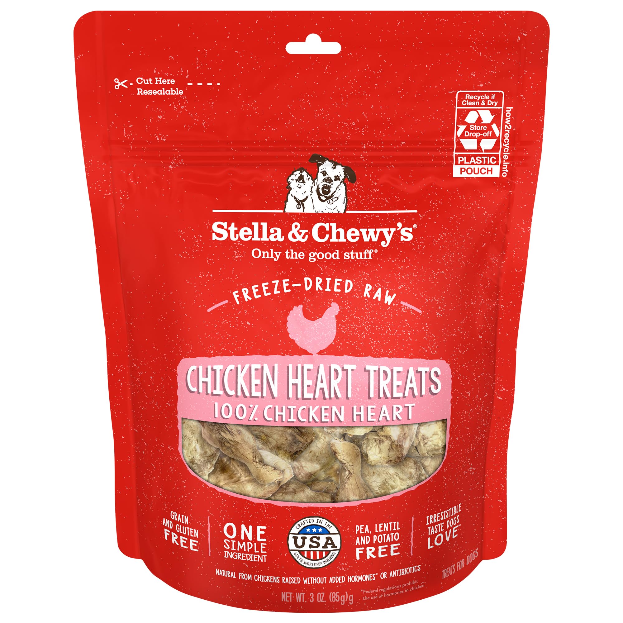 Stella & Chewy's Freeze-Dried Raw Single Ingredient Chicken Hearts Dog Treats, 3 oz. Bag