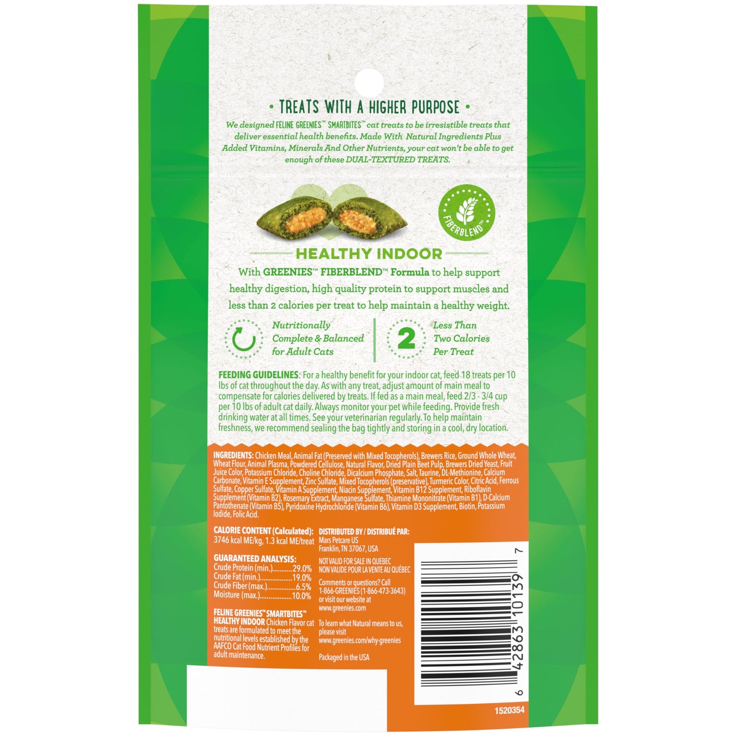 Greenies Feline Smartbites Healthy Indoor Natural Treats for Cats, Chicken Flavor, 2.1 oz. Pouch