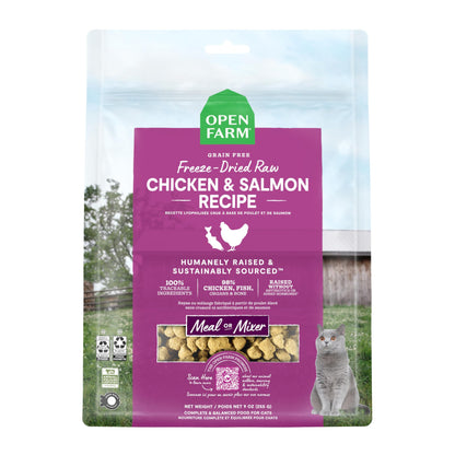 Open Farm Chicken & Salmon Recipe Freeze Dried Raw Morsels for Cats, 3.5oz