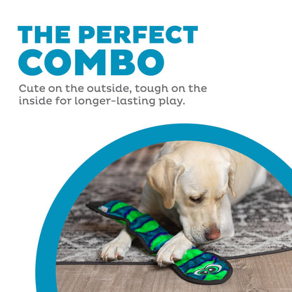 Outward Hound Durablez Tough Plush Squeaky Dog Toy, Snake, Blue, Large