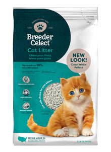 Breeder Celect® | 99% Recycled Paper Cat Litter Pellets | Highly Absorbent | Odor Control | Controls Odors Naturally | Natural and Nontoxic | Low Dust and Easy to Clean | 7 lb Bag